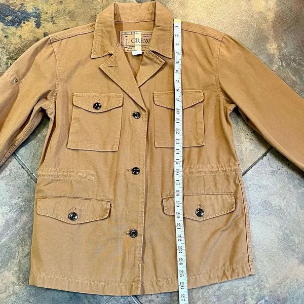J. Crew Brigadier Utility Jacket Coat Khaki Military Cinch Waist Size Small - Image 5