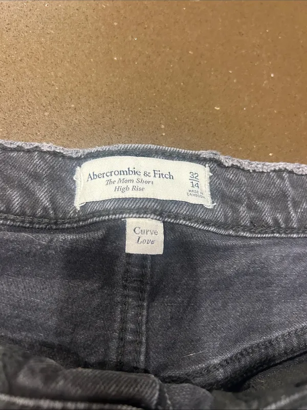 Abercrombie & Fitch Washed Black Distressed Denim Shorts - Image 4
