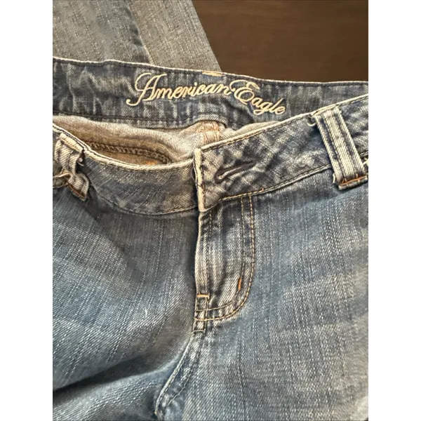 American Eagle Outfitters Boyfriend Jeans Blue Denim Stretch Distressed Women's - Image 2