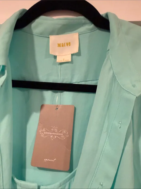 Maeve from anthropologie Sleeveless‎ Button-Down Blouse in Aqua sm nwt - Image 2