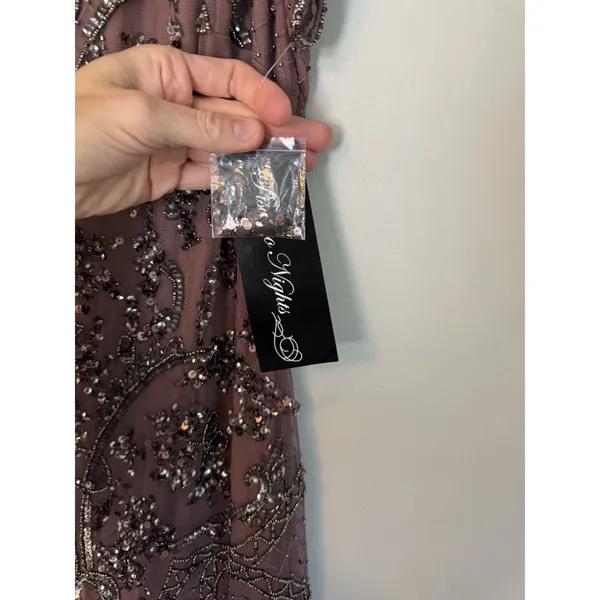 Pisarro Nights Embellished Mesh MIDI Gown Beaded Sz 10 Mauve NWT $268 - Image 11
