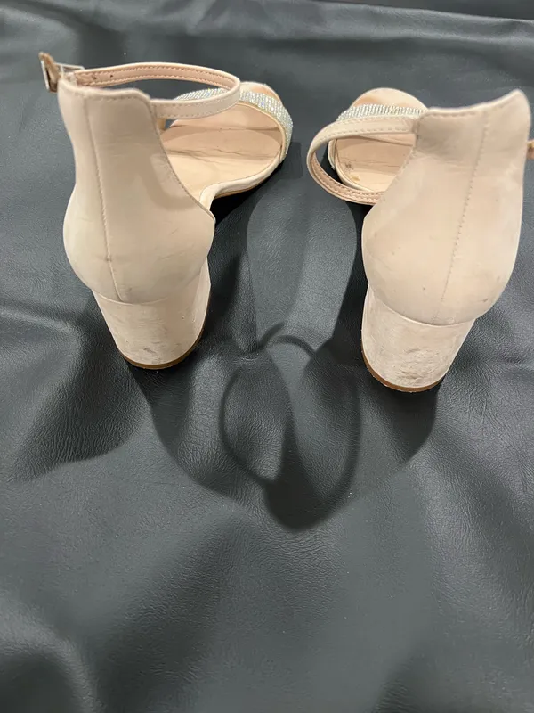 Aldo cream & tan heels with rhinestone strap #glamour #party - Image 2