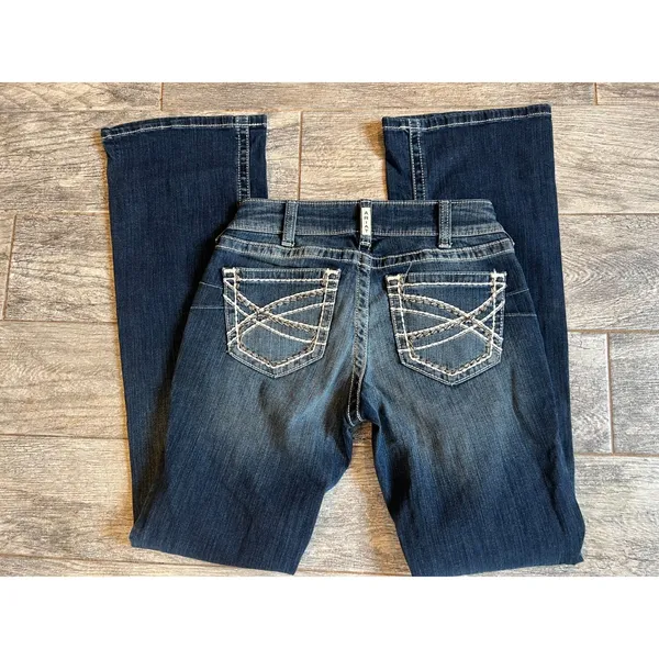Real Ariat denim jeans Mid Rise Boot Entwined 28L 28 Long Bootcut Womens Cowgirl - Image 2