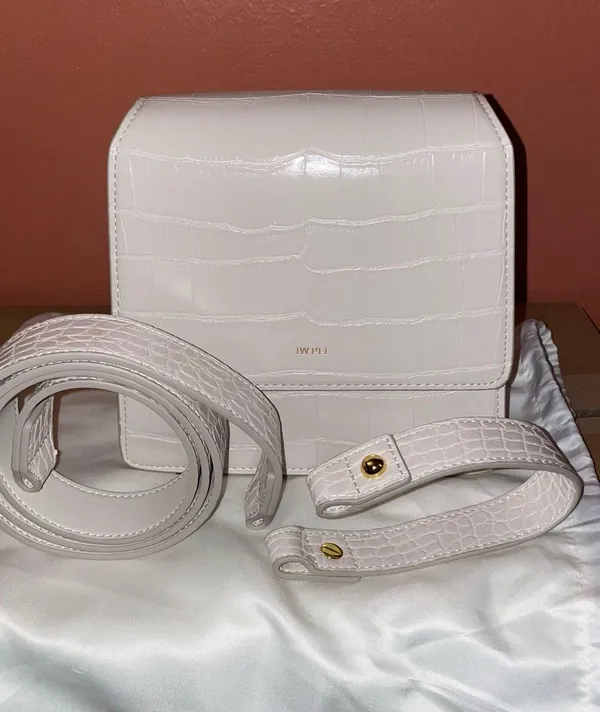 JW Pei FAE Top Handle Crossbody - Ivory Croc - Image 2