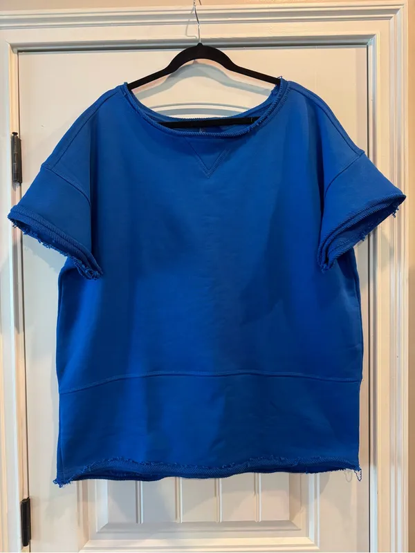 Free People Cruise Sweatshirt Tee in Stellar Blue NWOT $98 Retail - Image 4