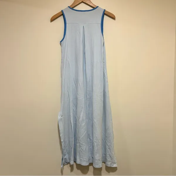 LAKE Pima Cotton Blue Striped Nightgown in White & Blue Size XS - Image 5