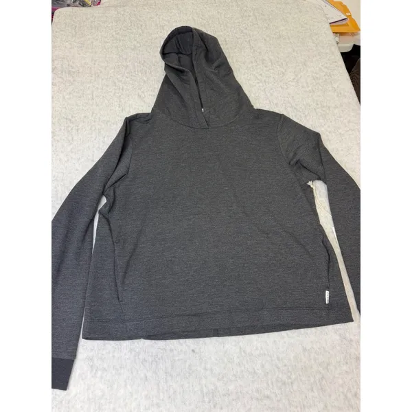 Free Fly Womens Bamboo Lightweight Fleece Cropped Hoodie Heather Black 3980 L - Image 4