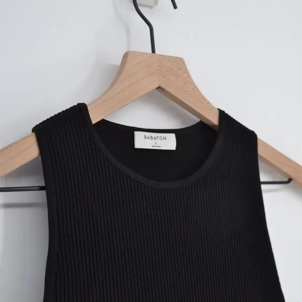 NEW Aritzia Babaton Sculpt Knit Racer Mini Dress Black Ribbed Bodycon Womens S - Image 5
