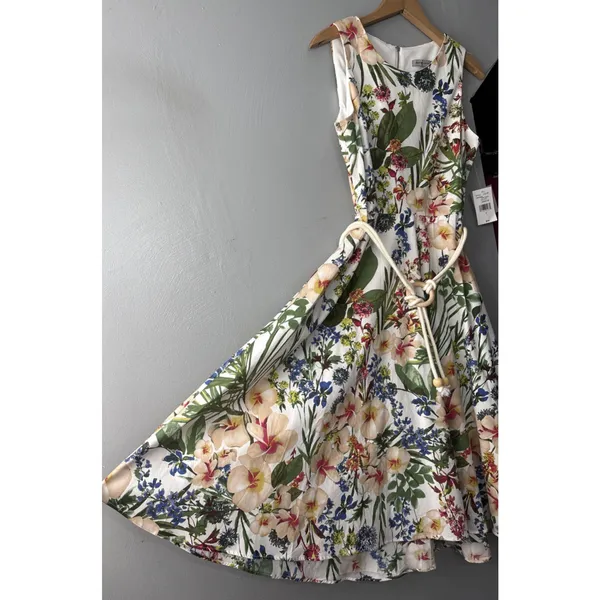 Danny & Nicole Dress Size 6 Floral Sleeveless Midi Romantic Summer Garden Party - Image 4