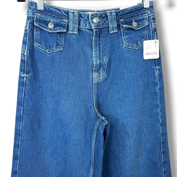NEW Free People We The Free Blue Night Kellee High Rise Palazzo Wide Leg Jeans - Image 6