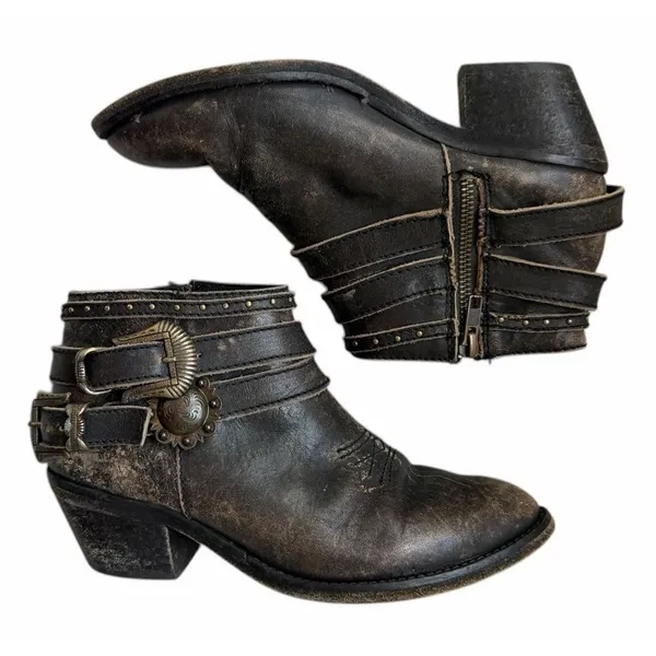 Circle G Distressed Leather Zip Ankle Western Boots Style P5101 Women's Size 7.5 - Image 7