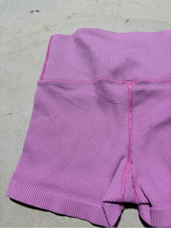 Aerie High-Waist Ribbed Pink Women’s Shorts small - Image 8