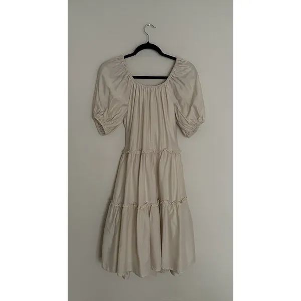 Antonio Melani Taylynn Off Shoulder Tiered Mini Dress Yellow Size M Boho Style - Image 5