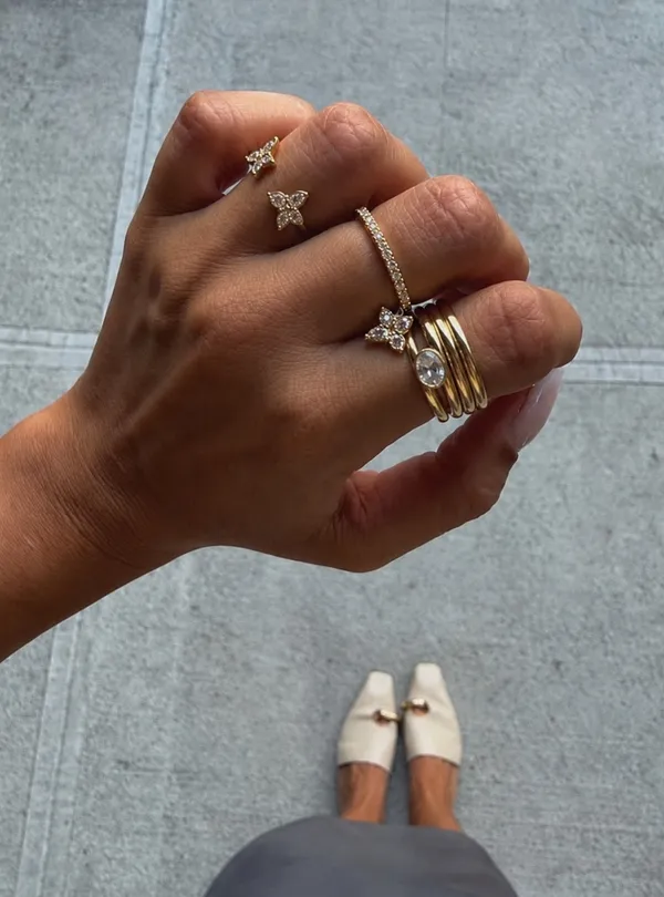 Jennifer Moore Jewelry Gold Plated Cubic Zirconia Ring Set - Image 4