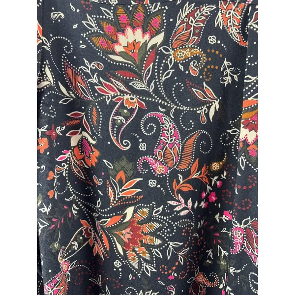 Women’s Von Landen Size 12/14 Navy Paisley Button Up - Image 4