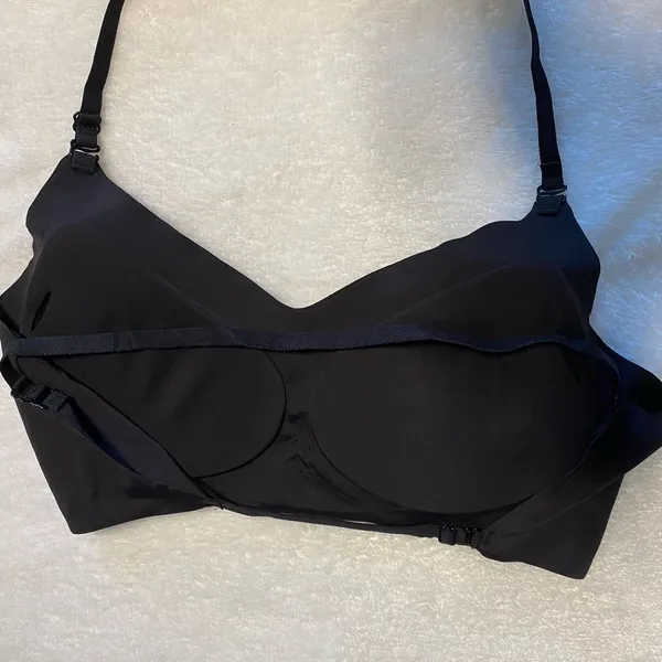 Bralette Large Minimalist Seamless Solid Black Wireless Breathable Stretch Bra - Image 6