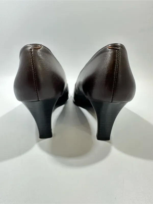 David Tate Brown Leather Square Toe Pumps Heels Women’s 7.5 SS Super Slim - Image 9