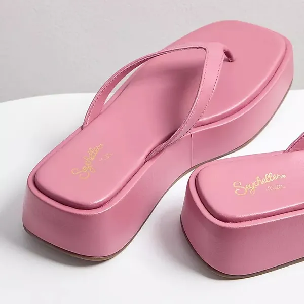 Seychelles Sunflower Pink Platform Summer Thong Sandals 6 - Image 4