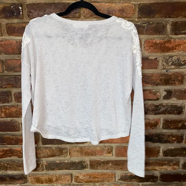 Abercrombie & Fitch Gray Lace Embroidered Sweater Women's Size XS - Image 5