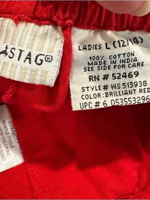 Vintage Y2K White Stag Red Wide Leg Capri Pants Cotton L Boho Resort - Image 8