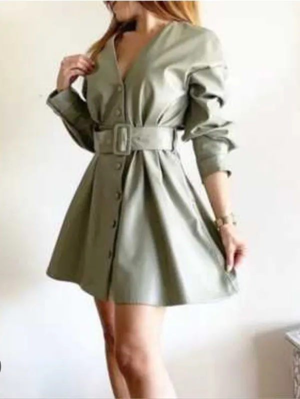 Zara Faux Leather Belted Mini Dress Size S - Image 2