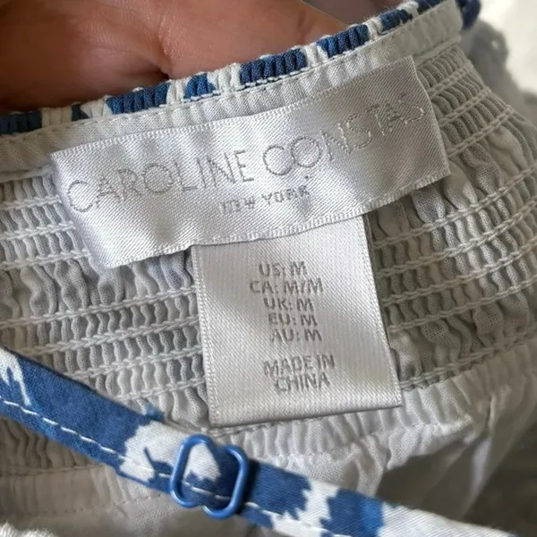 Caroline Constas 100% Cotton Blue White Ruffle Tiered Maxi Dress Size Medium - Image 3