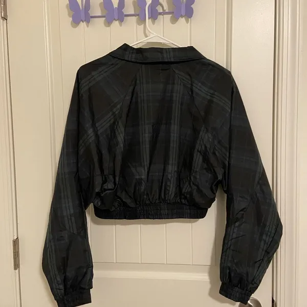 NEW Wild Fable women’s black green plaid zip windbreaker bomber jacket‎ XS - Image 7