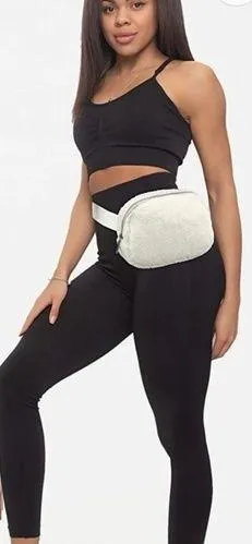 Fleece Belt Bag Women Sherpa Crossbody Waist Bag Adjustable strap Cream … - Image 2