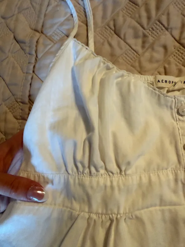 Aeropostale Babydoll Top White Tank Tie - Image 5