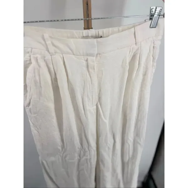 Abercrombie & Fitch White Wide Leg Linen Blend Pants Size 10 - Image 7