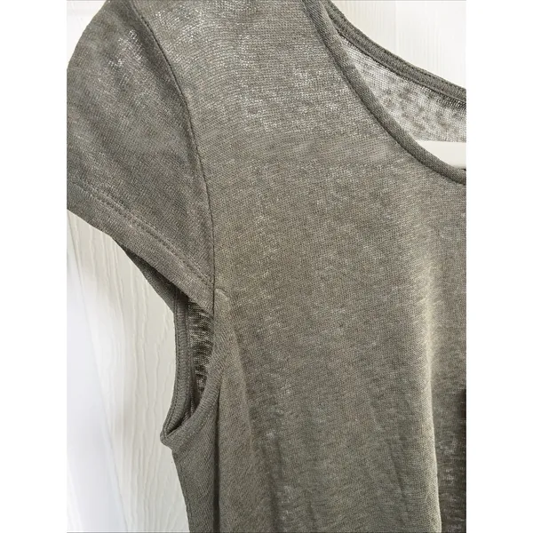 Kische Tee Womens Size S Olive Green Linen Blend Slub Knit Short Sleeve NEW - Image 3
