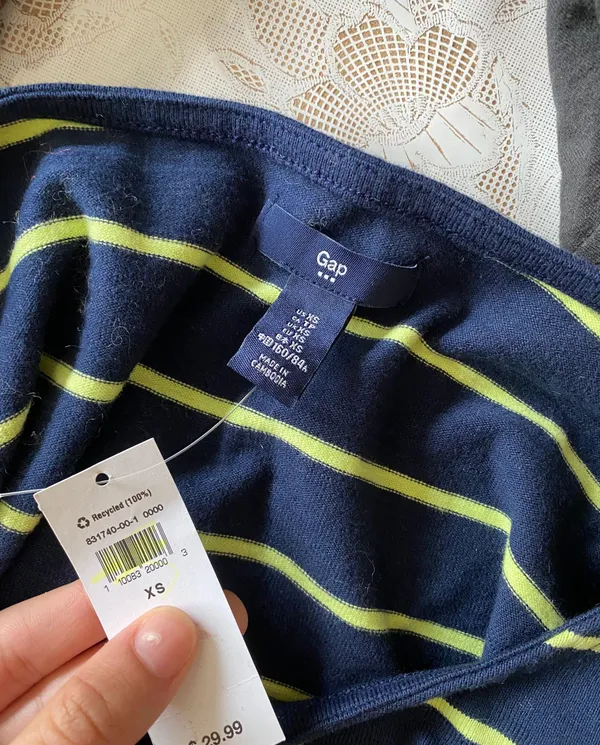 Gap Navy Green Lime Striped Shirt NWT - Image 9