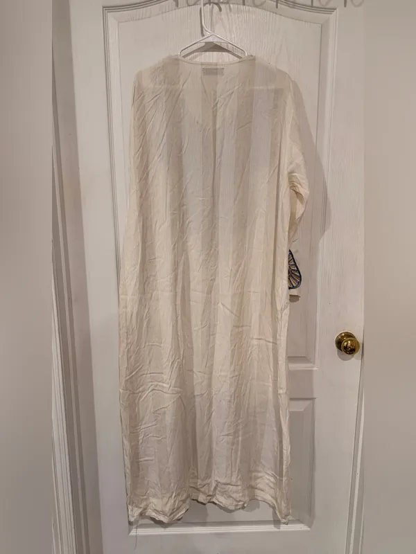 AB Classic Inidan Cream Maxi Dress with Blue and Gold Embroidery - Image 13
