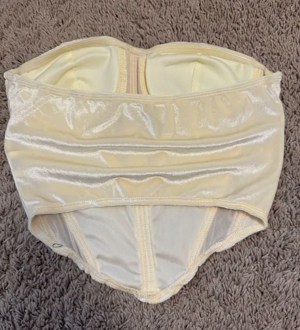 Strapless Velvet Corset Top in Crème Colorway - Image 3