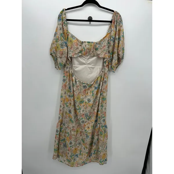 19‎ Cooper Floral Milkmaid Midi Dress Sz XL Puff Sleeve Cottagecore Romantic - Image 2