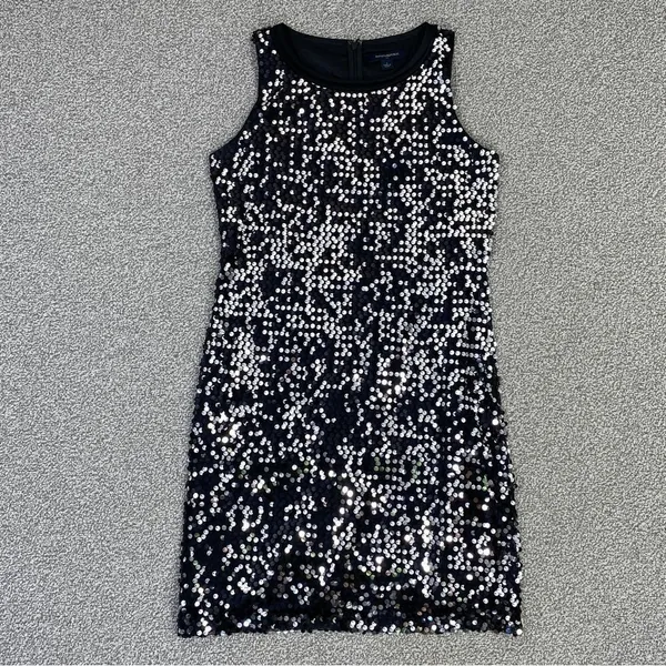 Banana Republic‎ Sequin Sleeveless Shift Party Cocktail Dress Silver Black 2 - Image 12