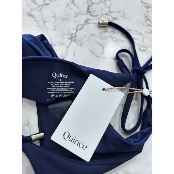 NWT Quince Deep Navy Italian Adjustable Side-Tie Bikini Bottom Small - Image 5