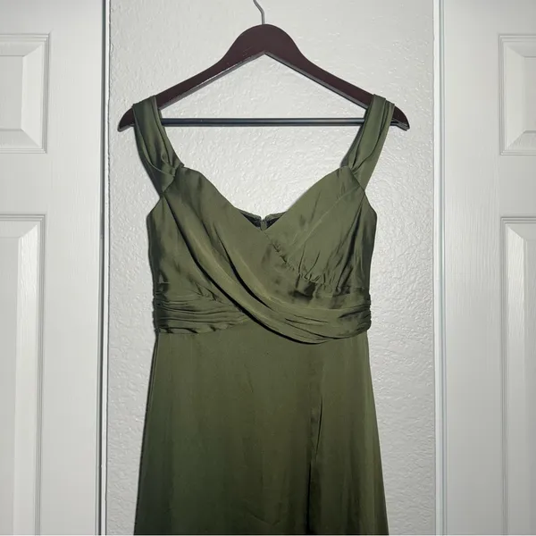 Dessy Collection • Formal Gown • Olive Green • 2R • Off Shoulder • Bridesmaid - Image 3
