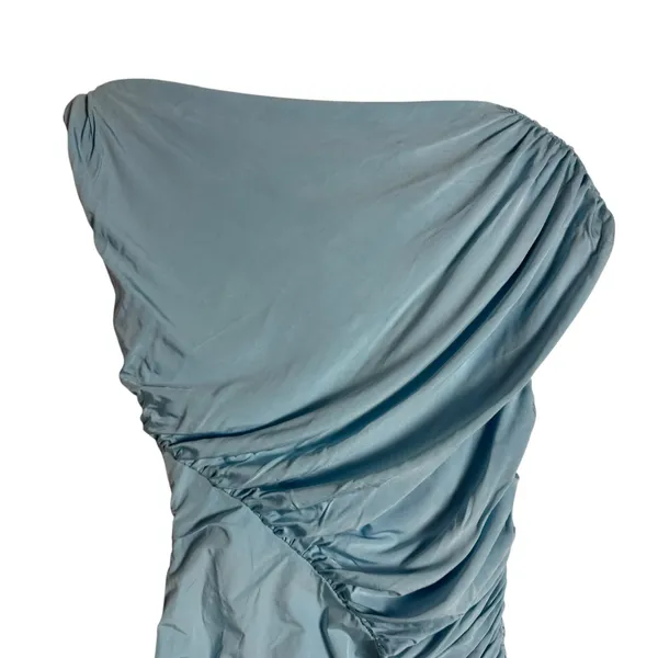Paris Georgia Kaya Light Blue Ruched Sleeveless Maxi Dress Size S - Image 7
