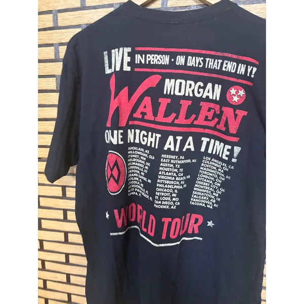 Morgan Wallen Black One Night At A Time World Tour Tee SIze‎ Xl - Image 4