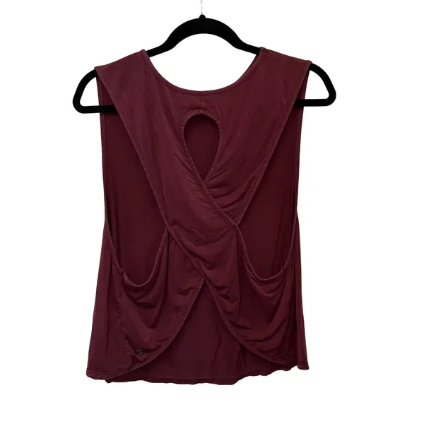 BUFFBUNNY Twist Back Tank Top Medium‎ Burgundy Athleisure Workout Gym Activewear - Image 2