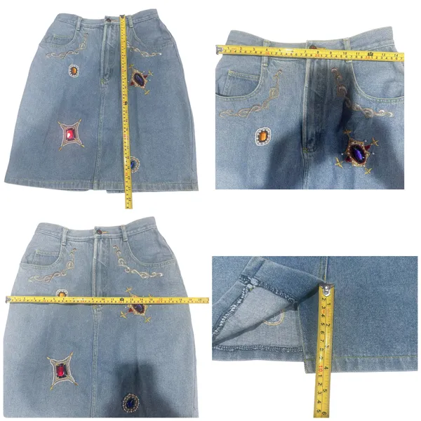 Cedars Embellished Denim Skirt; Y2K-era embellished denim skirt; Size 10 - Image 6