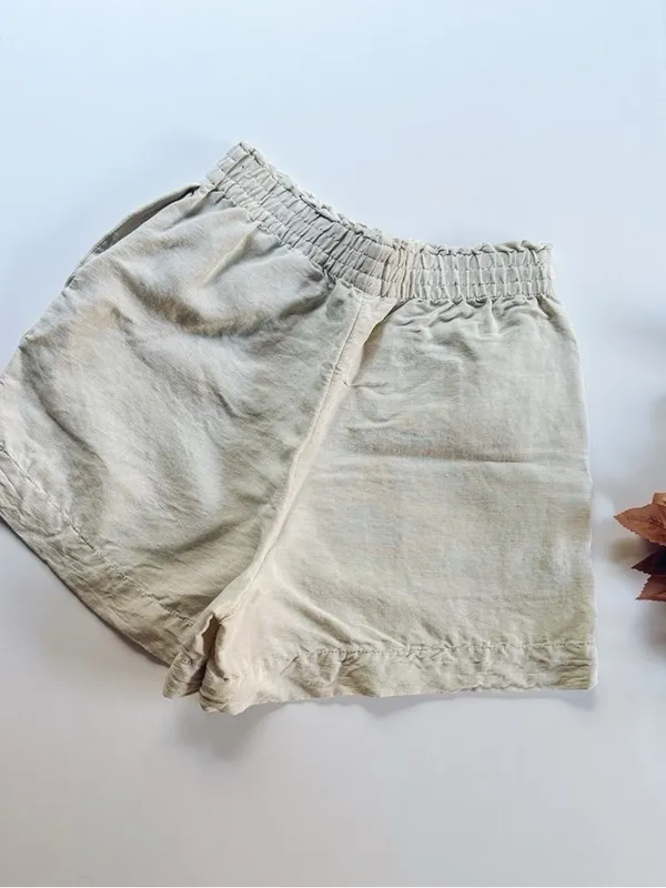NEW H&M Linen Blend Pull On Shorts Light Beige - Image 3