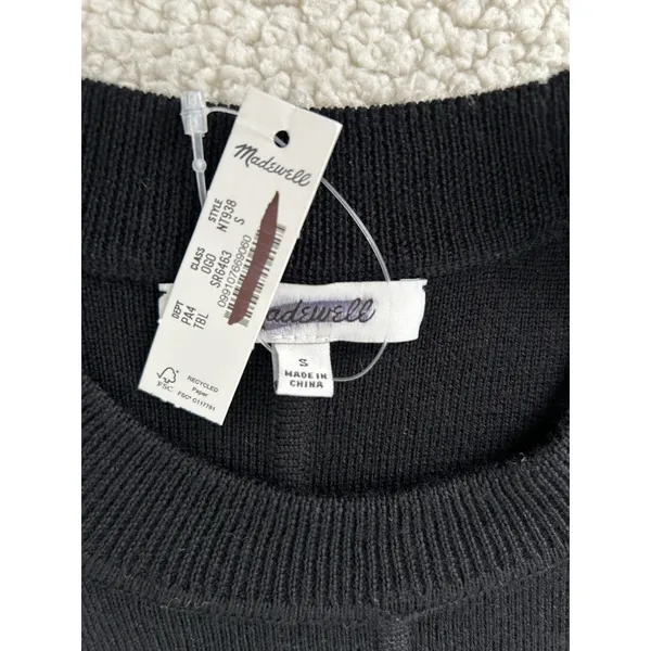 Madewell $168 Merino Wool Sweater Midi Dress Black NT938 Size S - Image 12
