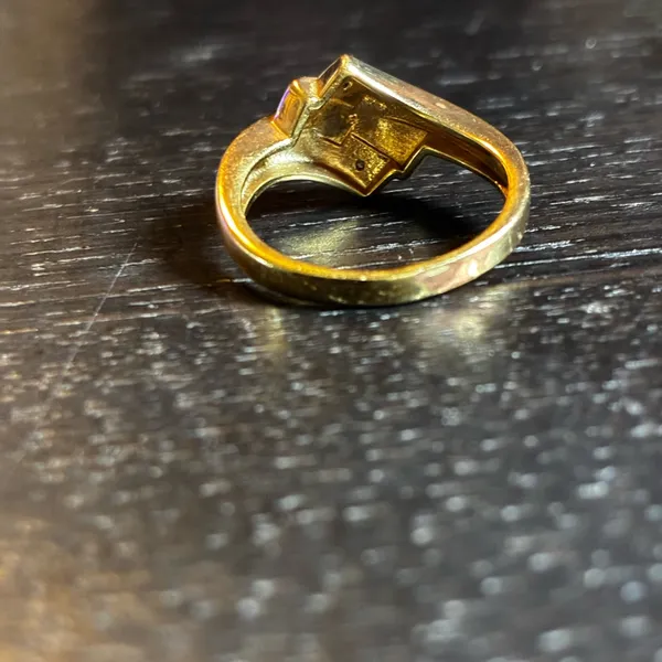 Sparkling Pave Stone Bypass Ring, Gold Tone Finish Size 8 - Image 3