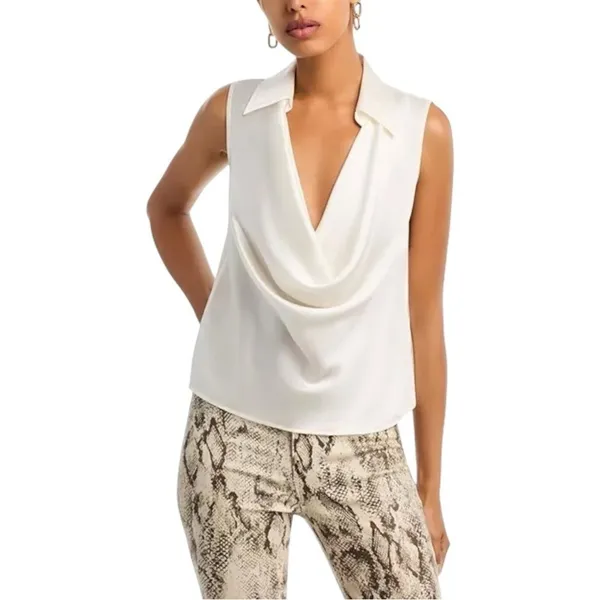 NWT L'AGENCE Colter Silk Cowl Neck‎ Ivory Blouse / Sleeveless Shirt - XS $335 - Image 2