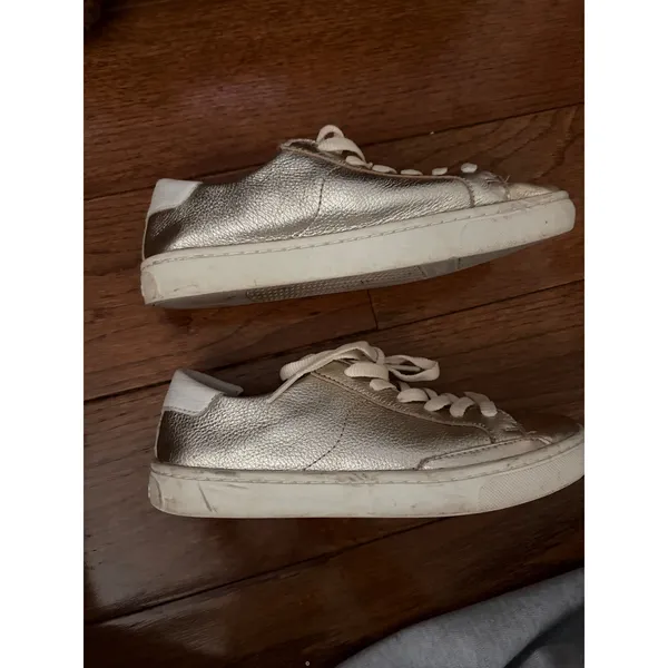 Soludos Womens‎ Gold Metallic Leather Low Top Lace Up Sneakers Size 6 - Image 6