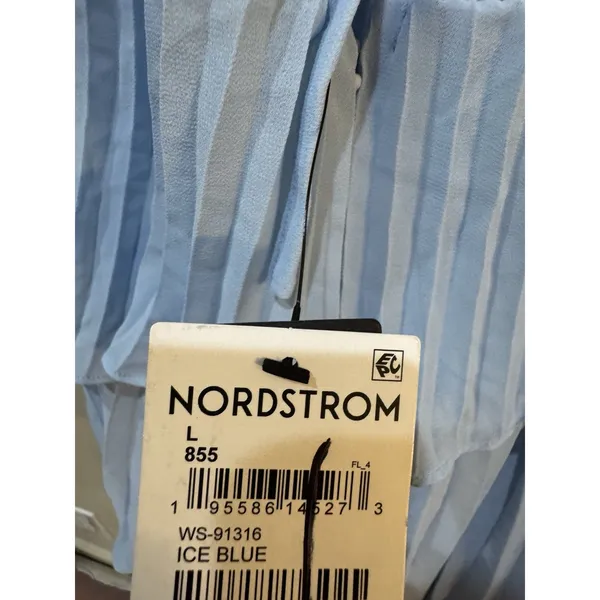 Lulus "Tiered Gown Pleated" in Ice Blue Size Large Gown Double V Neck - Image 7