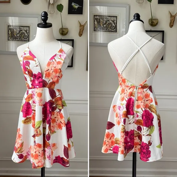Windsor Large Print Floral Fit and Flare Mini Dress L - Image 2