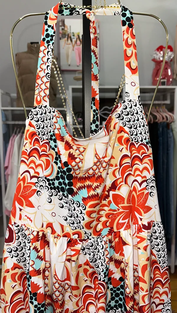 Boutique Boho Floral Halter Sundress - Image 2